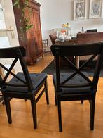 Zwarte keukenstoelen met kussentjes, Huis en Inrichting, Ophalen, Zwart, Zo goed als nieuw, Vijf, Zes of meer stoelen