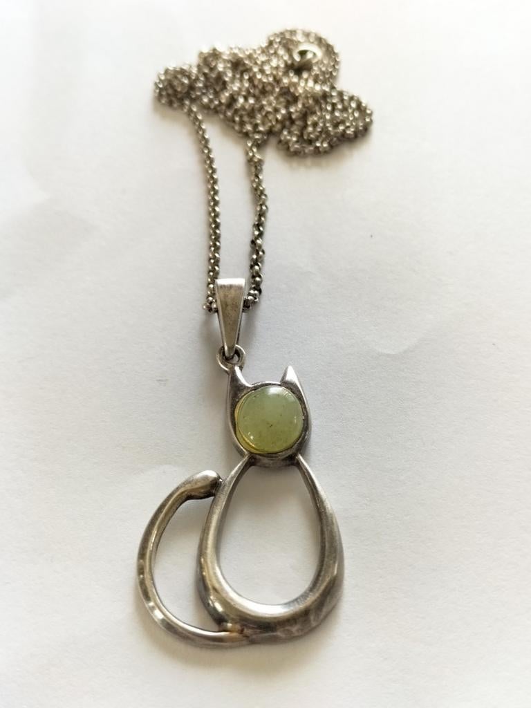 Prachtige antieke zilveren ketting met hanger., Verzenden, Zilver, Hanger