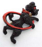 Zeldzame vintage '50 Poedel celluloid broche, Hoelahoep 3737, Ophalen, Zo goed als nieuw, Zwart, Overige materialen