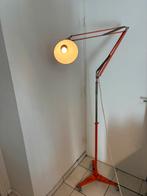 Vintage oranje staande lamp op wieltjes, Ophalen of Verzenden, Metaal, Vintage, 150 tot 200 cm