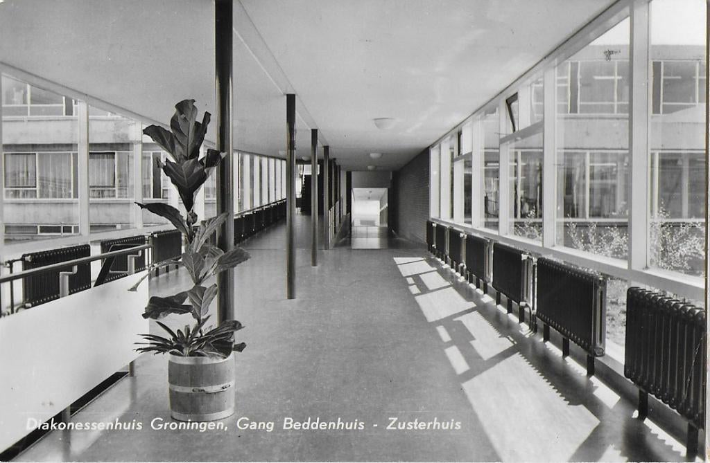 Groningen diakonessenhuis gang oude ansichtkaart ( a2499 ), Verzamelen, Ophalen of Verzenden, 1960 tot 1980, Gelopen, Groningen