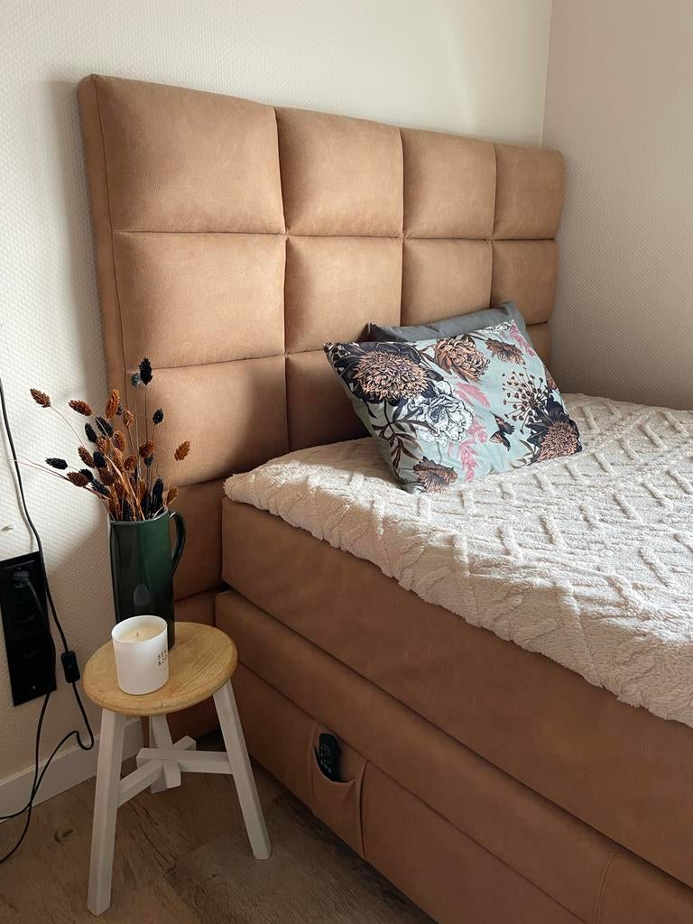 2 Luxe Brinkhaus Boxspringbed, 120x210 + Moosburger Topper, Ophalen, 210 cm, Zo goed als nieuw, Twijfelaar
