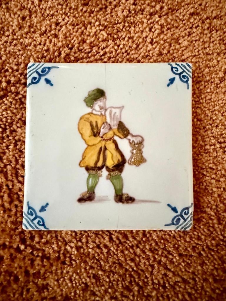 Makkum aardewerk Delfts Blauwe Tegel met Figuur, Ophalen of Verzenden