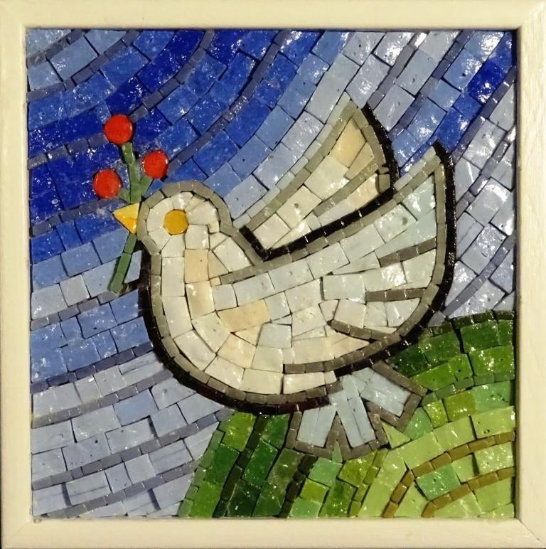 Klein Vredesduifje, van Smalti glas van Orsoni, Venetie, Overige typen, Glas, Ophalen of Verzenden, Handgemaakt