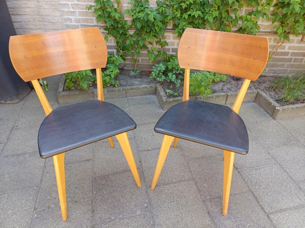 2 vintage eetkamerstoelen, Ophalen, Gebruikt