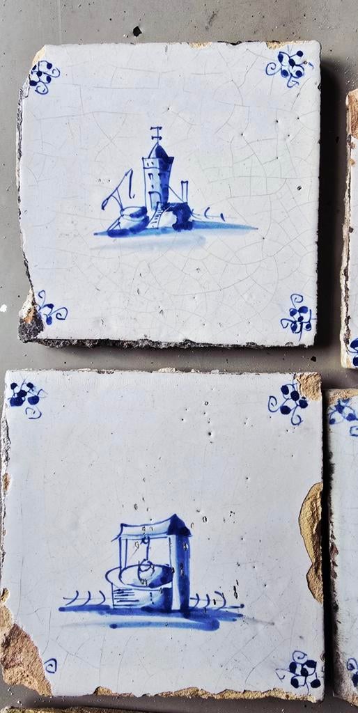 Antieke Delftsblauwe tegeltjes - ca. 17e eeuw, Antiek en Kunst, Antiek | Wandborden en Tegels, Ophalen