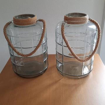 Te koop: Glaspot van zwaar glas met dik touw beschikbaar voor biedingen
