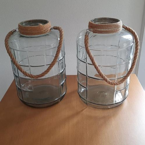 Te koop: Glaspot van zwaar glas met dik touw, Huis en Inrichting, Woonaccessoires | Schalen en Manden, Nieuw, Schaal, Rond, Glas
