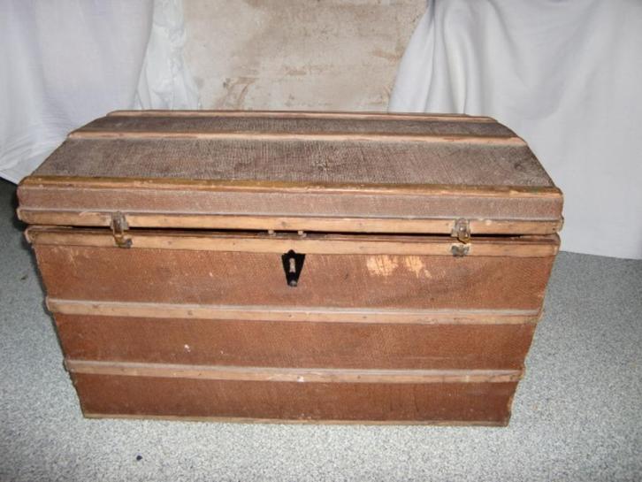 Hutkoffer, Huis en Inrichting, Woonaccessoires | Kisten, Gebruikt, 50 tot 75 cm, 75 tot 100 cm, 50 tot 100 cm, Overige houtsoorten