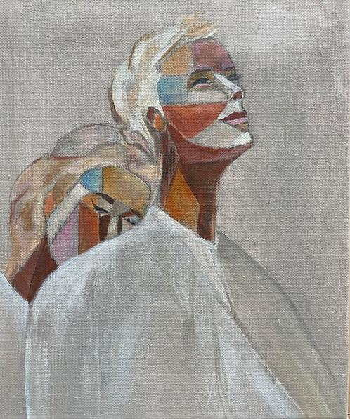 Schilderij acrylverf 25 x 30 cm, Antiek en Kunst, Kunst | Schilderijen | Modern, Ophalen of Verzenden