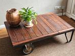 Salontafel vintage. Industriële oude palletwagen., Ophalen, 50 tot 100 cm, Zo goed als nieuw, Minder dan 50 cm