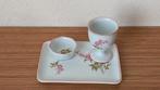 Eierdop + zoutschaaltje en bordje v. porselein, Ophalen of Verzenden