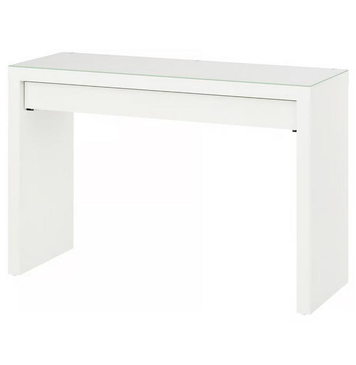 IKEA MALM make-uptafel (met glasplaat), Huis en Inrichting, Tafels | Sidetables, Zo goed als nieuw, 25 tot 50 cm, 100 tot 150 cm