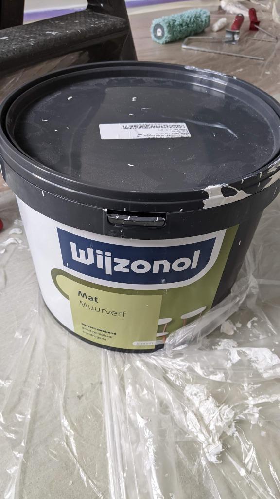 Wijzonol muurverf mat - RAL 9010 - 10l (2/3 over), Doe-het-zelf en Verbouw, Verf, Beits en Lak, Nieuw, Verf, 5 tot 10 liter, Wit