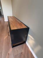 Stalen tv kast  met mango hout, Ophalen of Verzenden, Zo goed als nieuw, 25 tot 50 cm, Minder dan 100 cm