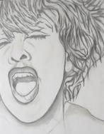 Houtskooltekening Tina Turner 101x85cm, Minder dan 50 cm, Nieuw, Ophalen of Verzenden, Schilderij