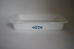 vintage rechthoek glaskeramiek pyroflam schaal wit blauw., Ophalen of Verzenden, Zo goed als nieuw