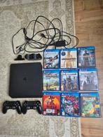 Playstation 4 met 2 controllers, 9 games en accessoires, Spelcomputers en Games, Met 2 controllers, Ophalen of Verzenden, Slim