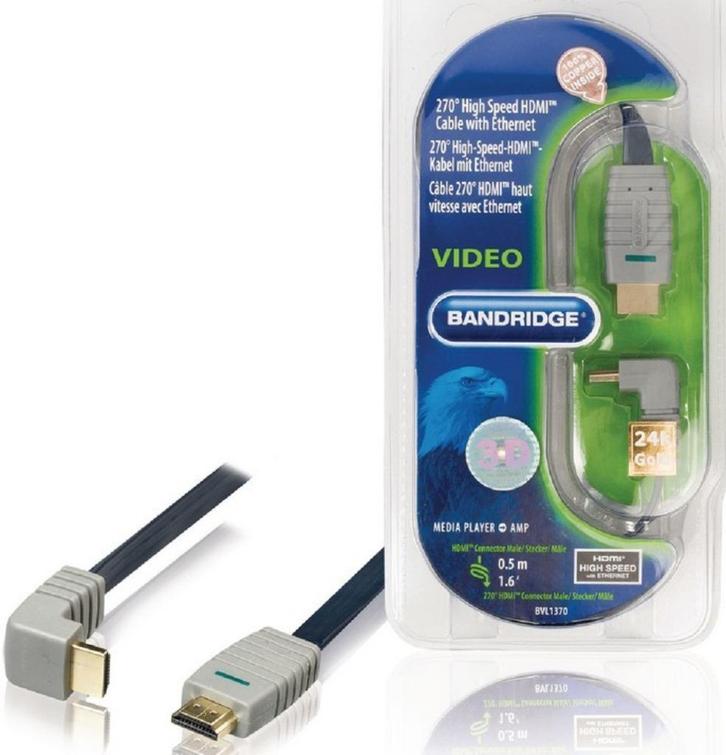 Partij 20 stuks: HDMI kabel, 50cm  haaks, Computers en Software, Pc- en Netwerkkabels, Nieuw, Ophalen of Verzenden