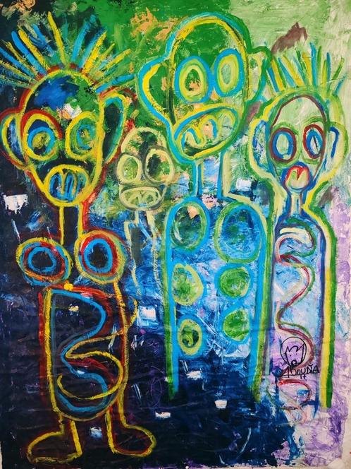 PRACHTIG ORIGINEEL WERK VAN WERELDBEROEMDE ABOUDIA, Antiek en Kunst, Kunst | Niet-Westerse kunst, Ophalen of Verzenden