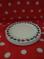 Als nieuw 6 arcopal boerenbont grote borden 31,7 cm, Ophalen of Verzenden, Bord(en), Overige stijlen, Glas