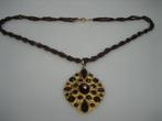 Antieke 14 karaat Granaat Zeeuwse Hanger met Granaat ketting, Overige voorstellingen, Verzenden, Zo goed als nieuw, Met edelsteen