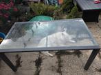 Mooie grote glazen tuintafel, Ophalen, Gebruikt, Rechthoekig