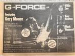 Paginagrote A4 advertentie G-FORCE Gary Moore tour 1980, Cd's en Dvd's, Vinyl | Rock, Ophalen of Verzenden