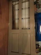 Grijze binnendeur met glas-in-lood, Doe-het-zelf en Verbouw, Deuren en Horren, 80 tot 100 cm, Gebruikt, Glas, Ophalen