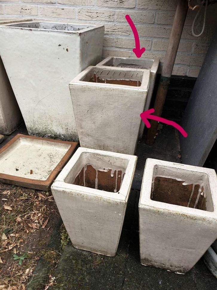 2x Medium geglazuurde vorstbestendige bloempot + schaal, Tuin en Terras, Bloempotten, Nieuw, Aardewerk, Binnen, Minder dan 40 cm