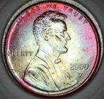 Toned Lincoln Cent 2000 D, Ophalen of Verzenden, Noord-Amerika, Losse munt