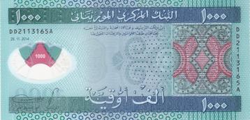 BANQUE  CENTRALE DE MAURITANIE  1000  OUGUIYA  Pr./ UNC  beschikbaar voor biedingen