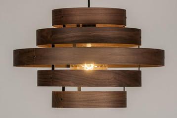 Hanglamp 50cm hout fineer walnoot ring tafel vide tafel lamp beschikbaar voor biedingen
