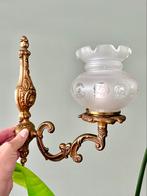 Vintage messing wandlamp muurlamp art nouveau, Ophalen of Verzenden, Glas