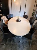 Stevige witte ovalen eettafel, Huis en Inrichting, Tafels | Eettafels, Ophalen, Gebruikt, 100 tot 150 cm, 200 cm of meer