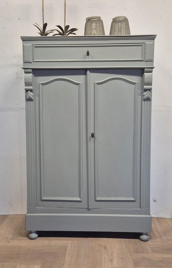 Antieke Brocante Meidenkast - Gerestyled, Huis en Inrichting, Kasten | Kledingkasten, Zo goed als nieuw, 150 tot 200 cm, 50 tot 100 cm