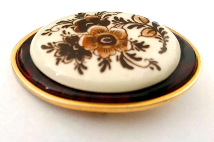 Prachtige grote Oude porseleinen broche, Sieraden, Tassen en Uiterlijk, Broches, Zo goed als nieuw, Verzenden