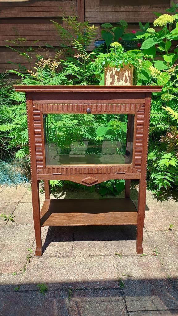 18. Amsterdamse school Art Deco theekastje, Huis en Inrichting, Kasten | Vitrinekasten, Gebruikt, Minder dan 100 cm, 50 tot 100 cm