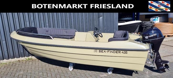 sloep Sea-finder 435 + 9.8 PK Tohatsu ZEER SCHERP IN PRIJS!!, Watersport en Boten, Sloepen, Nieuw, 10 tot 30 pk, 3 tot 6 meter