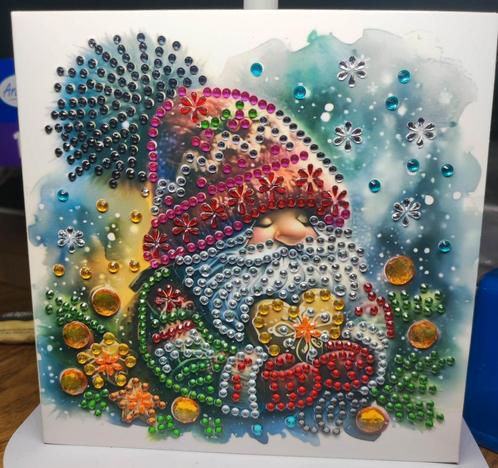 Diamond Painting kerstkaart Gnoom 2, Hobby en Vrije tijd, Kaarten | Zelfgemaakt, Nieuw, Kerst, Ophalen of Verzenden