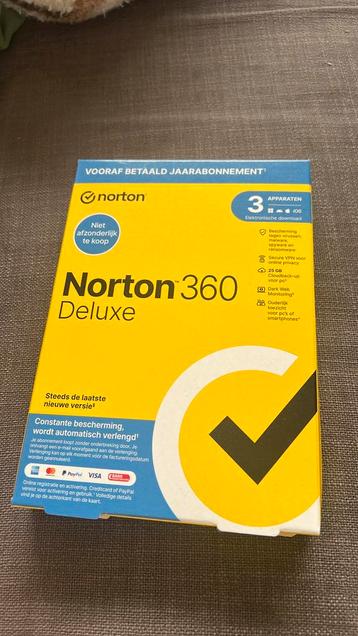 Norton 360 Deluxe antivirus beveiliging jaarabonnement beschikbaar voor biedingen