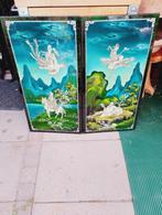 Chinese lak panelen met parelmoer inleg, Ophalen of Verzenden