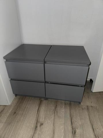 2 ikea malm nachtkastjes grijs - afbeelding 1
