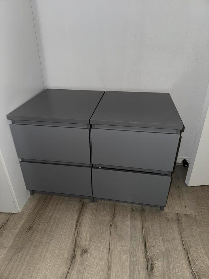 2 ikea malm nachtkastjes grijs, Huis en Inrichting, Woonaccessoires | Kisten, Zo goed als nieuw, Minder dan 50 cm, Ophalen