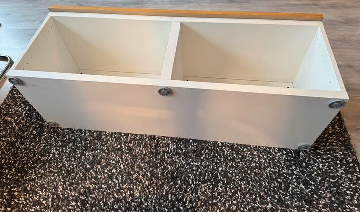 BESTÅ kast,ikea,wit,120x40x38cm met Bovenblad,eikenfineer, Huis en Inrichting, Kasten | Televisiemeubels, Zo goed als nieuw, Minder dan 100 cm