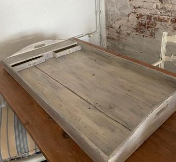Massief Houten Brocante Groot Dienblad! beschikbaar voor biedingen