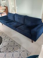 driezitsbank donker blauw velours, Ophalen, Gebruikt, 75 tot 100 cm