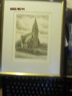 Mooie ets van de Imanuelkerk te Rozenburg van WIERINGA, Antiek en Kunst, Kunst | Etsen en Gravures, Ophalen of Verzenden