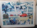 PTT   Poster   Luchtpost  op Schiphol, Antiek en Kunst, Antiek | Schoolplaten, Ophalen of Verzenden, Geschiedenis