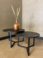 Zwart salontafel set | eiken en crocostructuur, 50 tot 100 cm, Rond, Nieuw, Minder dan 50 cm